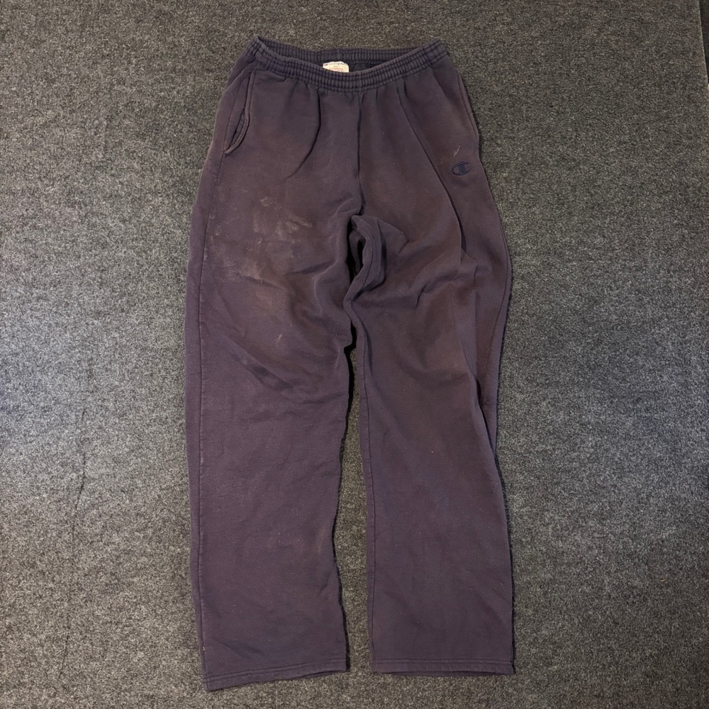 Champion Eco Authentic Mens Medium Navy Blue Sun Faded Fleece Sweatpants Pockets